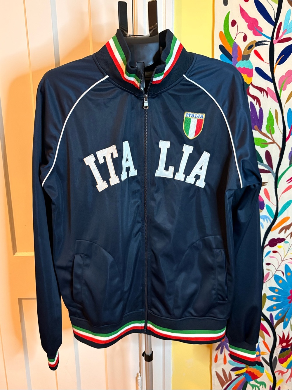 ITALIA Navy Track Jacket with Tricolor Trim